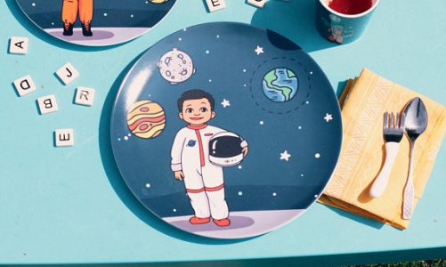 Space Themed & Mermaids Colorful Kids Plates